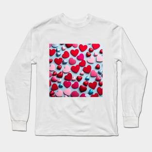 celebrating Valentines day, random floating love hearts Long Sleeve T-Shirt